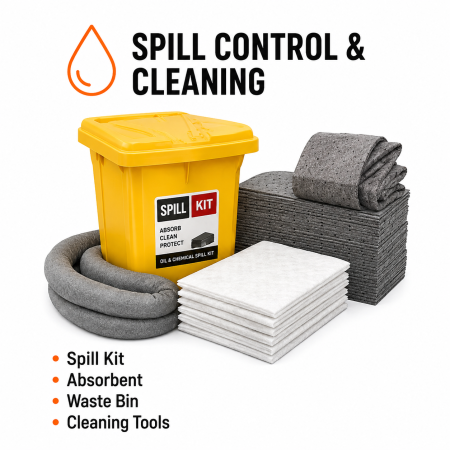 spill kit | absorbent | waste bin | cleaning tools